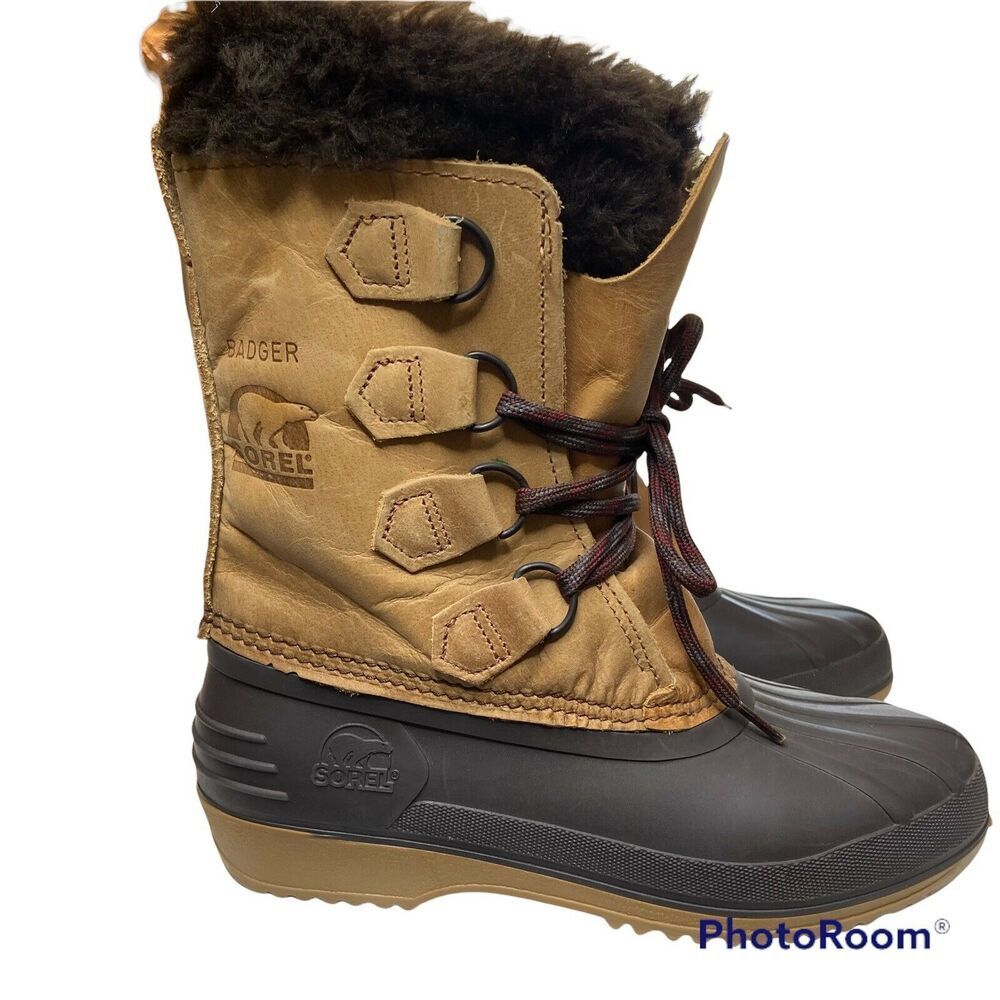 Sorel Badger Waterproof Winter Boots Tan/Brown Size 6